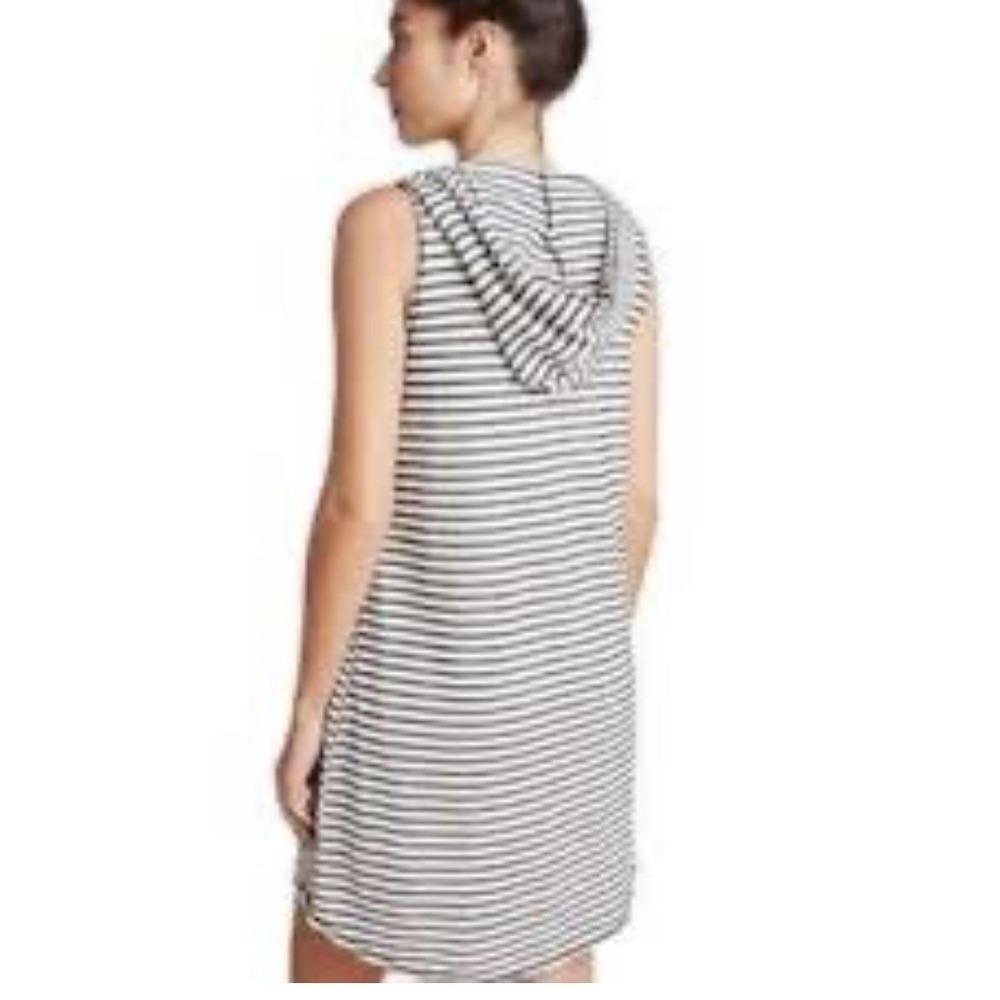 Kona Sol Women Tunic Cover Up Hoodie Dress Sleeveless Black White M Beach Casual